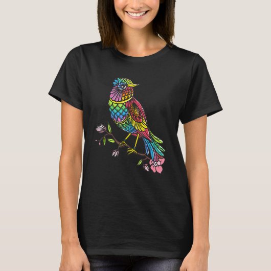 Bird Mandala Birdwatcher Bird Colorful Artistic T-shirt (Voorkant)