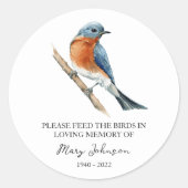 Bird Memorial Funeral Seed Packet Ronde Sticker (Voorkant)