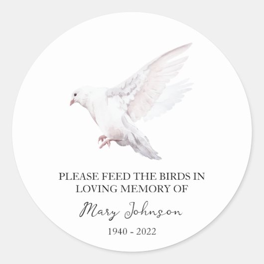 Bird Memorial Funeral Seed Packet Ronde Sticker (Voorkant)