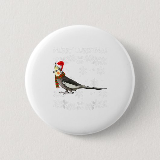 Bird Merry kerstOrnament Cockatiel Ronde Button 5,7 Cm (Voorkant)