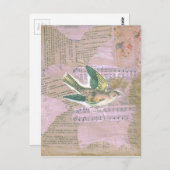 Bird Mixed Media Collage Briefkaart (Voorkant / Achterkant)