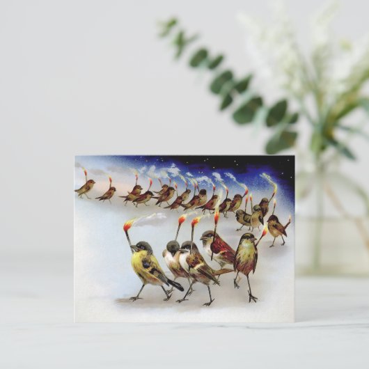  Bird Mob Kerst Briefkaart (Staand voorkant)