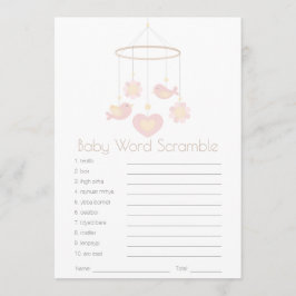 Bird Mobile Nesting Party Baby Word Scramble Advieskaart