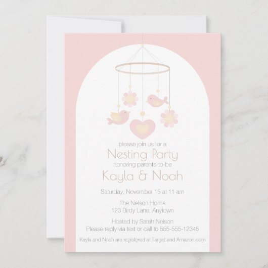 Bird Mobile Nesting Party Kaart (Voorkant)