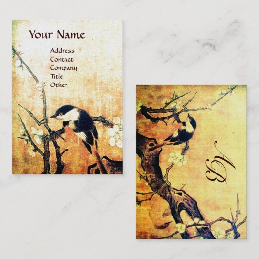 BIRD MONOGRAM Gold Geel Bruin Pearl Visitekaartje (Voorkant / Achterkant)