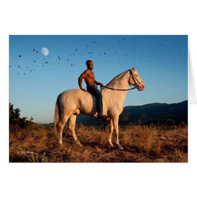 Bird Moon Man Horse Card (Voorkant Horizontaal)