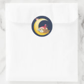 Bird Moon Sleeping Kitten Cat Holiday Ronde Sticker (Tas)