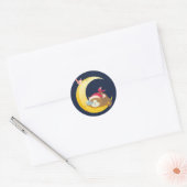 Bird Moon Sleeping Kitten Cat Holiday Ronde Sticker (Envelop)