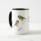 Bird Mug – Garden Birds Watercolour Coffee Cup Mok (Voorkant links)