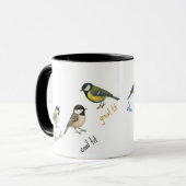 Bird Mug – Garden Birds Watercolour Coffee Cup Mok (Voorkant links)