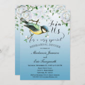 Bird Natuur Rehearal Dinner Invitation Blue Kaart (Voorkant / Achterkant)