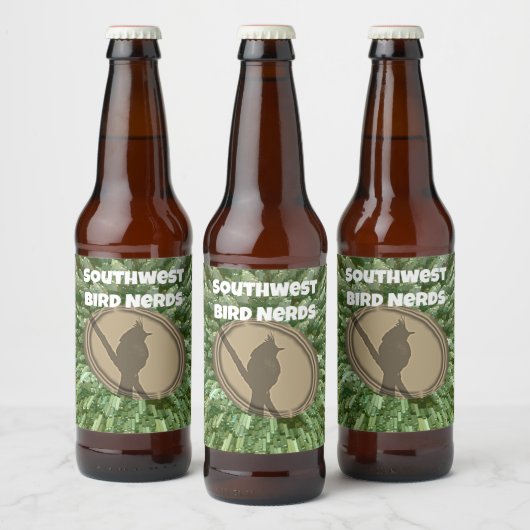 Bird Nerd Club Groep Silhouette Bruin Groene Vogel Bier Etiket (Flessen)