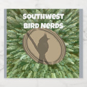 Bird Nerd Club Groep Silhouette Bruin Groene Vogel Bier Etiket (Enkel label)
