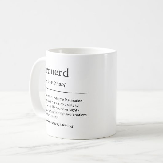 Bird Nerd Definition Funny Birdwatcher Gift Koffiemok (Voorkant links)