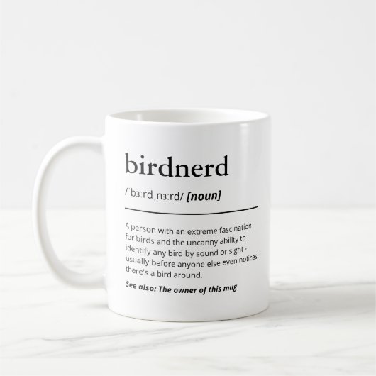 Bird Nerd Definition Funny Birdwatcher Gift Koffiemok (Links)