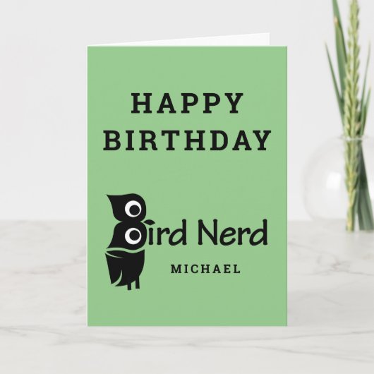 Bird Nerd Owl Happy Birthday Kaart (Voorkant)