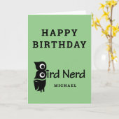 Bird Nerd Owl Happy Birthday Kaart (Gele Bloem)