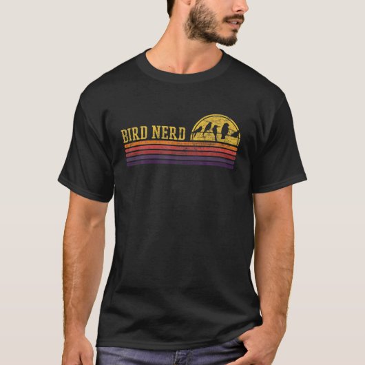Bird Nerd Retro  Distress Bird Watcher T-shirt (Voorkant)