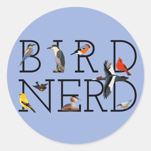 Bird Nerd Ronde Sticker (Voorkant)