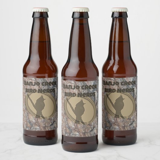 Bird Nerd Vogelclub Groep Silhouette Vogelaar Bier Etiket (Flessen)