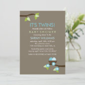 Bird Nest and Blossom Twin Boys Baby shower Kaart (Staand voorkant)
