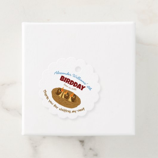 Bird Nest Baby Birds verjaardagsfeestje voor kinde Bedankjes Labels (In situ)