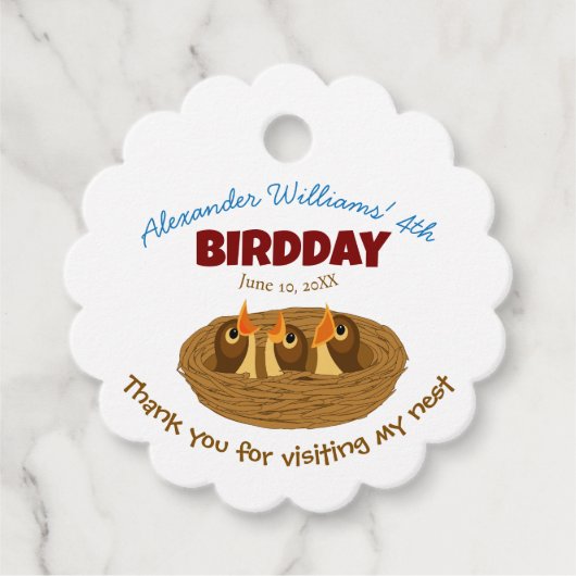 Bird Nest Baby Birds verjaardagsfeestje voor kinde Bedankjes Labels (Voorkant)