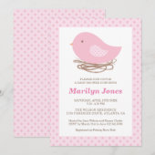 Bird Nest Baby Girl Shower Kaart (Voorkant / Achterkant)