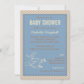 Bird Nest Blue Baby shower Invitation Kaart (Voorkant)
