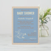 Bird Nest Blue Baby shower Invitation Kaart (Staand voorkant)
