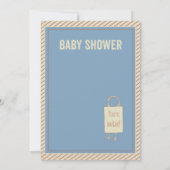 Bird Nest Blue Baby shower Invitation Kaart (Achterkant)