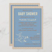 Bird Nest Blue Baby shower Invitation Kaart (Voorkant / Achterkant)