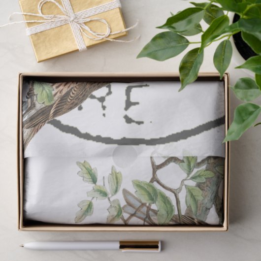 Bird Nest French Postmark  Decoupage Tissuepapier (Geschenk)