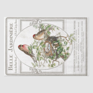 Bird Nest French Typography Garden Decoupage Tissuepapier