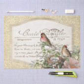 Bird Nest Gold Floral Carte Postale French Script Tissuepapier (Craft)