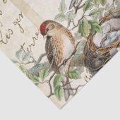 Bird Nest Gold Floral Carte Postale French Script Tissuepapier (Detail)
