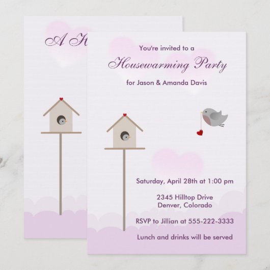 Bird Nest Housewarming Party Uitnodigingen (Voorkant / Achterkant)