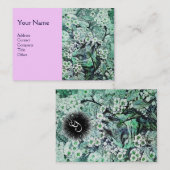 BIRD NEST, monogram, groen wit roze Visitekaartje (Voorkant / Achterkant)