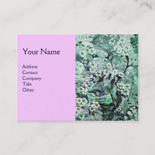 BIRD NEST, monogram, groen wit roze Visitekaartje (Voorkant)