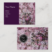 BIRD NEST, monogram, roze rode witte paars Visitekaartje (Voorkant / Achterkant)