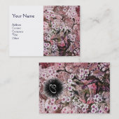 BIRD NEST, monogram, roze rood wit Visitekaartje (Voorkant / Achterkant)
