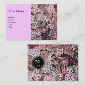 BIRD NEST, monogram, roze rood wit Visitekaartje (Voorkant / Achterkant)
