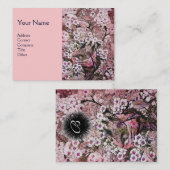 BIRD NEST, monogram, roze rood wit Visitekaartje (Voorkant / Achterkant)