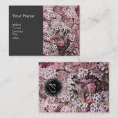 BIRD NEST, monogram, roze rood wit zwart grijs Visitekaartje (Voorkant / Achterkant)