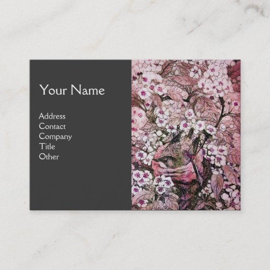 BIRD NEST, monogram, roze rood wit zwart grijs Visitekaartje (Voorkant)