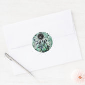 BIRD NEST-monogram, wit groen Ronde Sticker (Envelop)