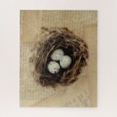 Bird Nest Old Antiek Retro Brown Eggs Legpuzzel (Verticaal)