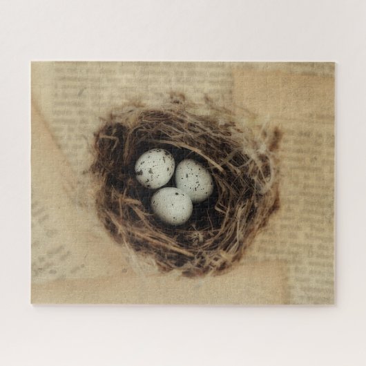 Bird Nest Old Antiek Retro Brown Eggs Legpuzzel (Horizontaal)