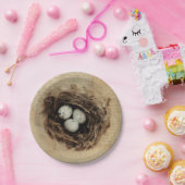 Bird Nest Old  Antiek Retro Brown Eggs Papieren Bordje (Feest)