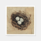 Bird Nest Old  Antiek Retro Brown Eggs Servet (Voorkant)